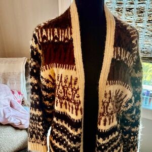 Zara Brown and Cream Patterned Cardigan